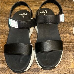 Justice Black Sandals with Adjustable Straps